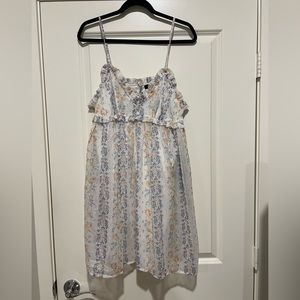 NWT LULUS White & Blue Floral Print Dress